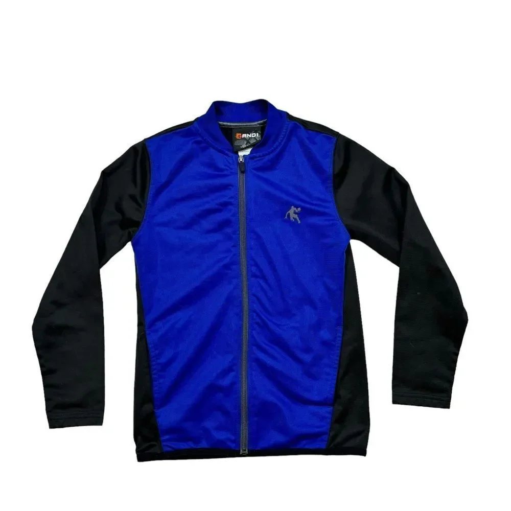 Boys‎ AND1 Full Zipper Lightweight Black and Blue Jacket Size Medium 8